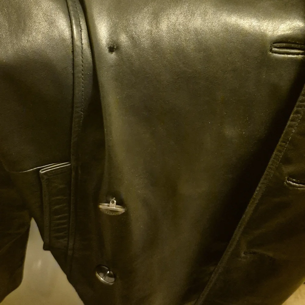 Express Black Leather Pea Coat - Picture 5 of 7